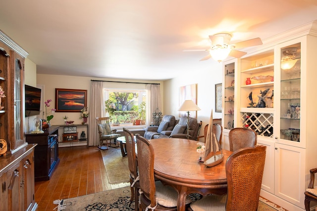23 La Cumbre Cir, Santa Barbara, CA 93105 - dining area featuring dark wood-style flooring and ceiling fan