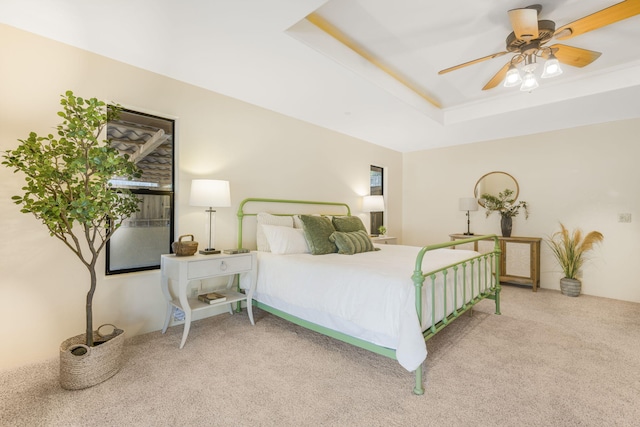 80 Bobcat Springs Rd, Buellton, CA 93427 - bedroom featuring carpet floors, a tray ceiling, and a ceiling fan