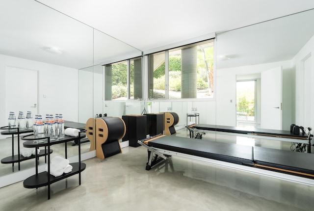 1944 Eucalyptus Hill Rd, Santa Barbara, CA 93108 - rec room with finished concrete flooring