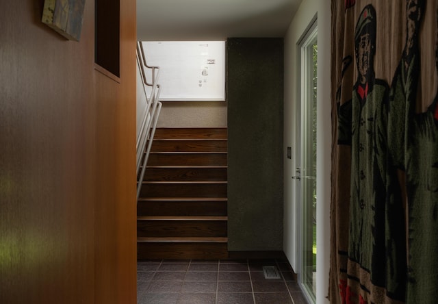 1944 Eucalyptus Hill Rd, Santa Barbara, CA 93108 - stairs featuring tile patterned floors