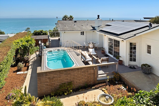 2365 Whitney Ave, Summerland, CA 93067 - view of swimming pool featuring a fenced backyard and a deck with water view