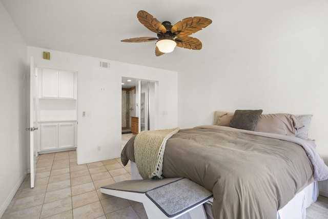 2171 Martinique Ln, Oxnard, CA 93035 - bedroom featuring light tile patterned flooring, ceiling fan, and connected bathroom