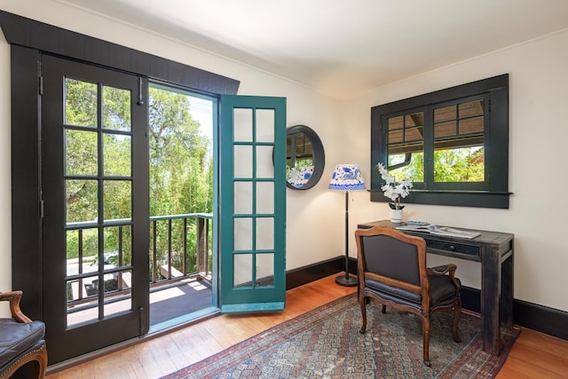 435 E Pedregosa St, Santa Barbara, CA 93101 - home office featuring wood finished floors, plenty of natural light, and lofted ceiling
