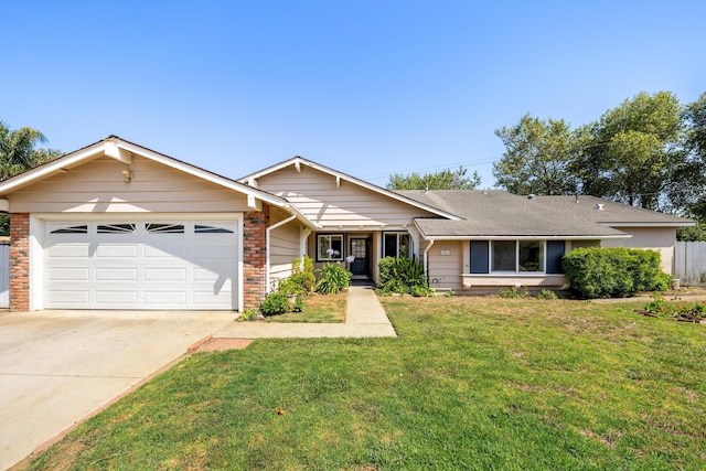 886 Raddue Ave, Santa Barbara, CA 93111 - single story home featuring a garage, concrete driveway, a front yard, and brick siding