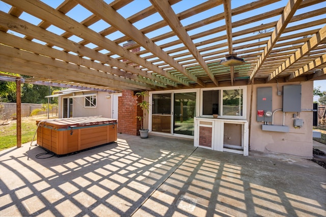 886 Raddue Ave, Santa Barbara, CA 93111 - view of patio / terrace with a hot tub and a pergola