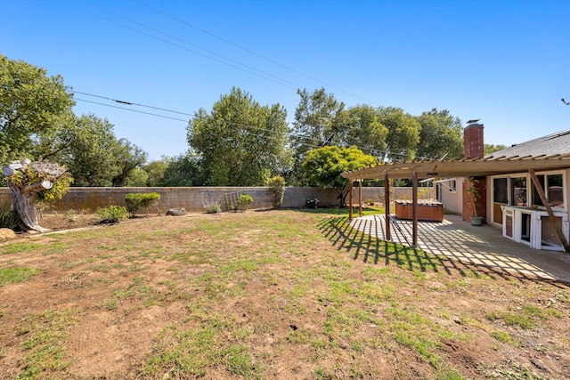 886 Raddue Ave, Santa Barbara, CA 93111 - fenced backyard with a hot tub, a patio area, and a pergola
