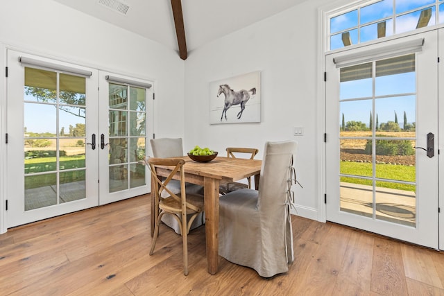 1740 Still Meadow Rd, Solvang, CA 93463 - dining area with french doors and light wood-type flooring