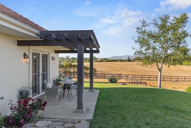 1740 Still Meadow Rd, Solvang, CA 93463 - view of yard featuring a mountain view, a view of rural / pastoral area, and a pergola