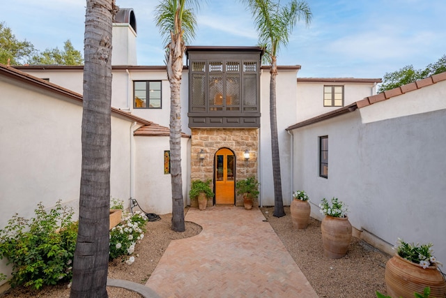 2641 Dorking Pl, Santa Barbara, CA 93105 - view of exterior entry featuring stucco siding and stone siding