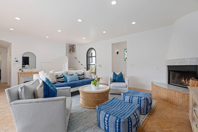 2641 Dorking Pl, Santa Barbara, CA 93105 - living room featuring recessed lighting and a fireplace