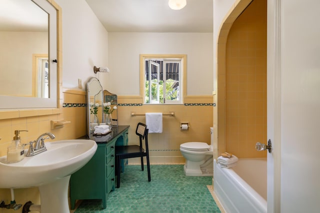 205 S Lomita Ave, Ojai, CA 93023 - bathroom with tile walls and wainscoting