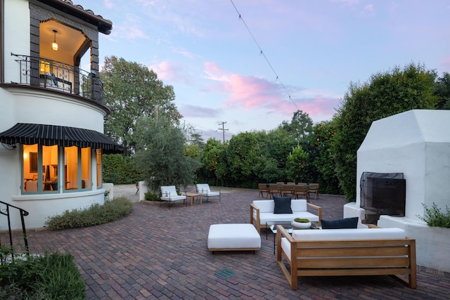 205 S Lomita Ave, Ojai, CA 93023 - patio / terrace with a patio area, an outdoor living space with a fireplace, and outdoor dining space