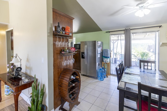 3608 Via Orilla, Lompoc, CA 93436 - dining area with light tile patterned floors and ceiling fan