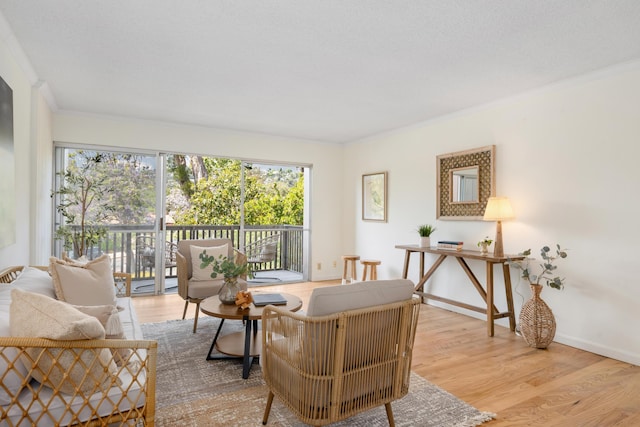 2727 Miradero Dr Unit 209, Santa Barbara, CA 93105 - living area featuring plenty of natural light, crown molding, and light wood-type flooring