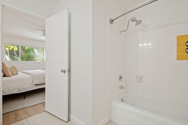 1701 Anacapa St Unit 6, Santa Barbara, CA 93101 - full bath with connected bathroom, a ceiling fan, washtub / shower combination, and tile patterned flooring