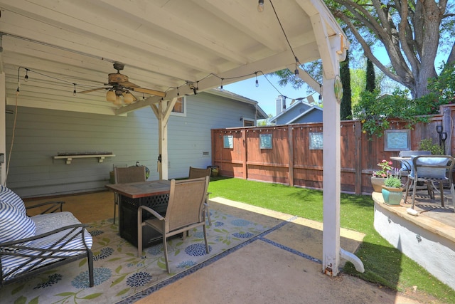 4014 Primavera Rd Unit A, Santa Barbara, CA 93110 - view of patio / terrace with outdoor dining area and ceiling fan