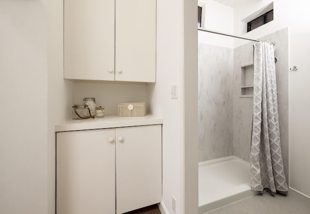 1330 W Valerio St, Santa Barbara, CA 93101 - bathroom featuring a shower stall and baseboards