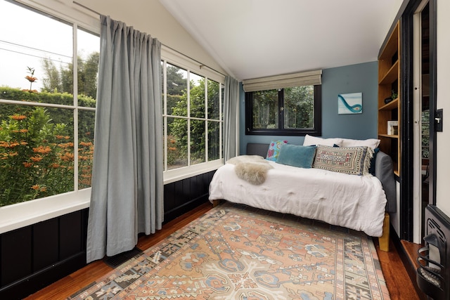 1138 Vallecito Rd, Carpinteria, CA 93013 - bedroom with lofted ceiling and wood finished floors