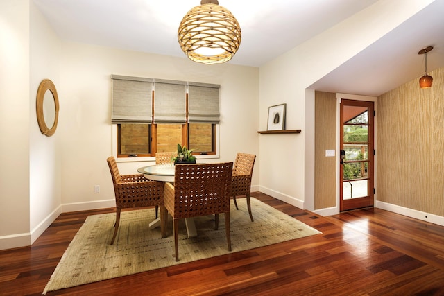1138 Vallecito Rd, Carpinteria, CA 93013 - dining room featuring baseboards and dark wood-type flooring