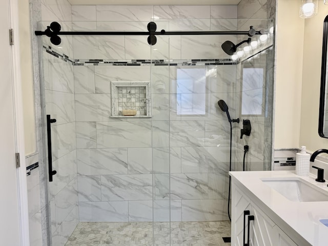 19 W Quinto St, Santa Barbara, CA 93105 - bathroom with a stall shower and double vanity
