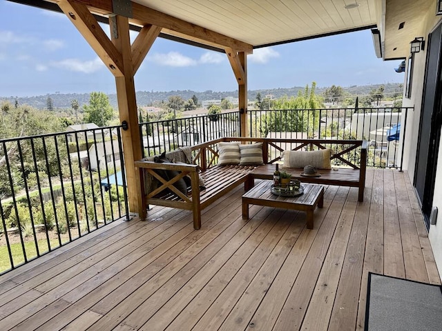 19 W Quinto St, Santa Barbara, CA 93105 - wooden terrace featuring an outdoor hangout area and a mountain view