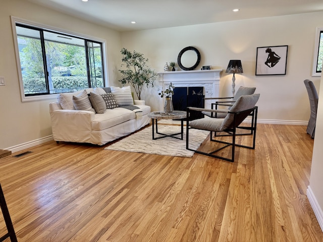 19 W Quinto St, Santa Barbara, CA 93105 - living area with light wood finished floors, recessed lighting, and a fireplace