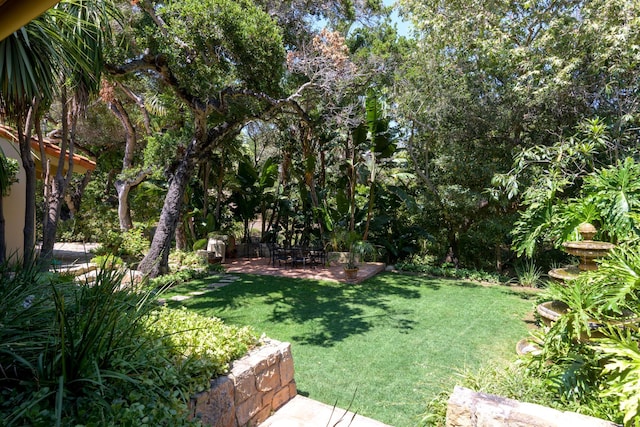 601 San Ysidro Rd, Santa Barbara, CA 93108 - view of grassy yard with a patio area