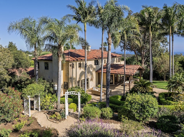 771 Via Manana, Montecito, CA 93108 - rear view of house featuring a tile roof, stucco siding, and a patio