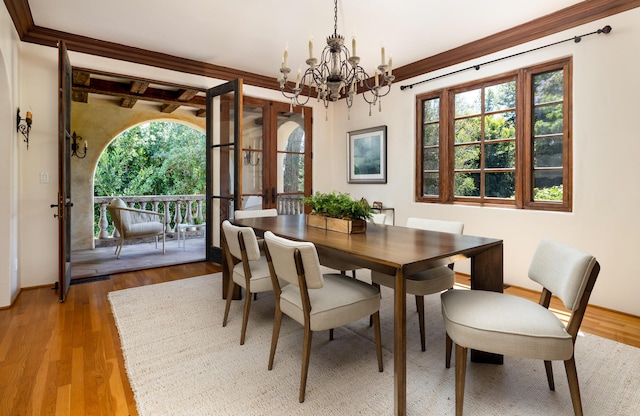 771 Via Manana, Montecito, CA 93108 - dining space with a chandelier, healthy amount of natural light, and wood finished floors