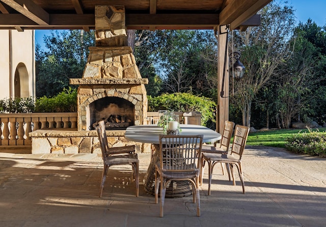 771 Via Manana, Montecito, CA 93108 - view of patio / terrace with an outdoor stone fireplace and outdoor dining area