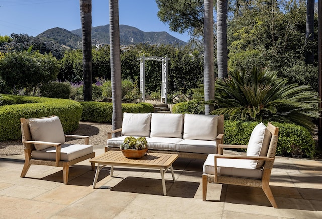 771 Via Manana, Montecito, CA 93108 - view of patio / terrace featuring a mountain view and an outdoor living space