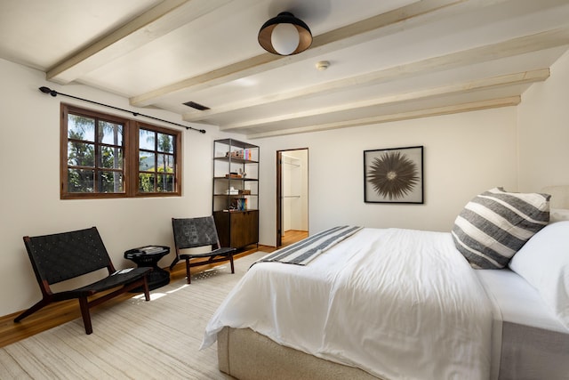 771 Via Manana, Montecito, CA 93108 - bedroom featuring light wood-style flooring and beam ceiling