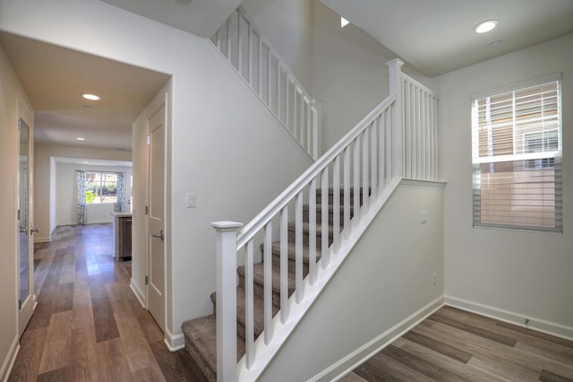 6628 Sand Castle Pl Unit C-7, Goleta, CA 93117 - stairs featuring wood finished floors and recessed lighting