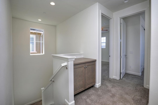 6628 Sand Castle Pl Unit C-7, Goleta, CA 93117 - hallway featuring an upstairs landing, carpet, and recessed lighting