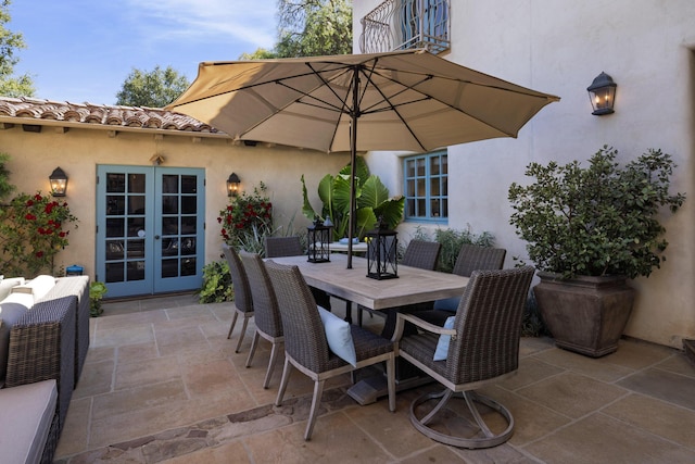 1439 Tunnel Rd, Santa Barbara, CA 93105 - view of patio featuring french doors and outdoor dining area