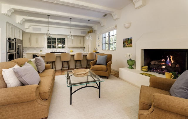 1439 Tunnel Rd, Santa Barbara, CA 93105 - living area with beamed ceiling