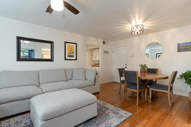 521 W Montecito St Unit 4, Santa Barbara, CA 93101 - living room with wood finished floors and ceiling fan