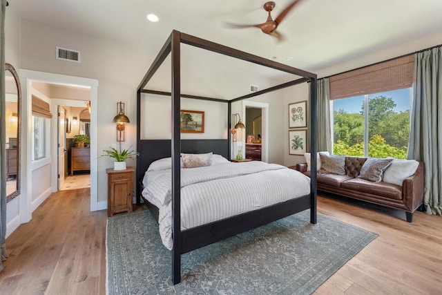 2807 Gaviota St, Los Olivos, CA 93441 - bedroom featuring light wood-style flooring, recessed lighting, and ceiling fan