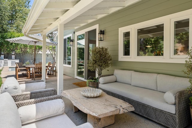 2807 Gaviota St, Los Olivos, CA 93441 - view of patio featuring an outdoor living space and outdoor dining space