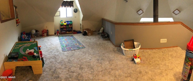 recreation room with carpet floors
