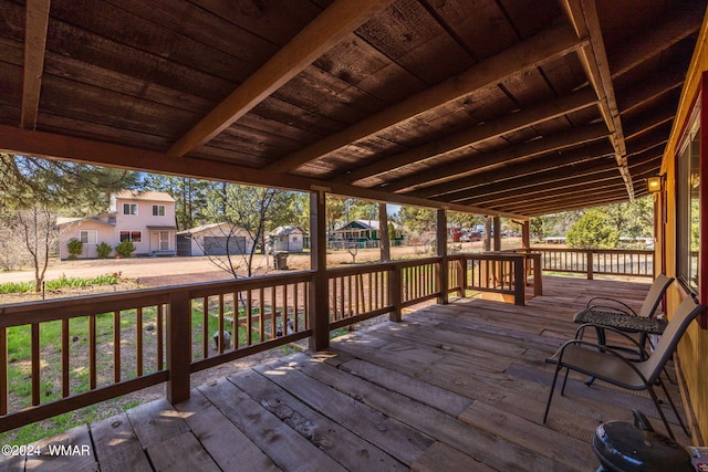 deck with a residential view