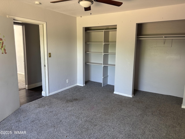 201 E Mcneil, Show Low, AZ 85901 - unfurnished bedroom with carpet flooring, two closets, and a ceiling fan