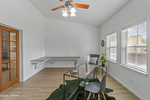 3401 W Hansen, Show Low, AZ 85901 - office featuring lofted ceiling, light wood-type flooring, a ceiling fan, and baseboards