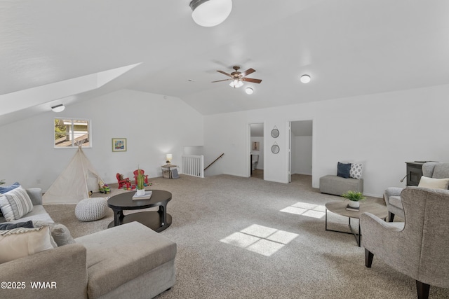 3401 W Hansen, Show Low, AZ 85901 - carpeted living room with lofted ceiling and a ceiling fan