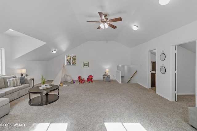 3401 W Hansen, Show Low, AZ 85901 - playroom featuring ceiling fan, vaulted ceiling, and carpet flooring