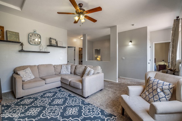 274 Mountain View Dr, Lakeside, AZ 85929 - living area with carpet flooring, ceiling fan, and baseboards