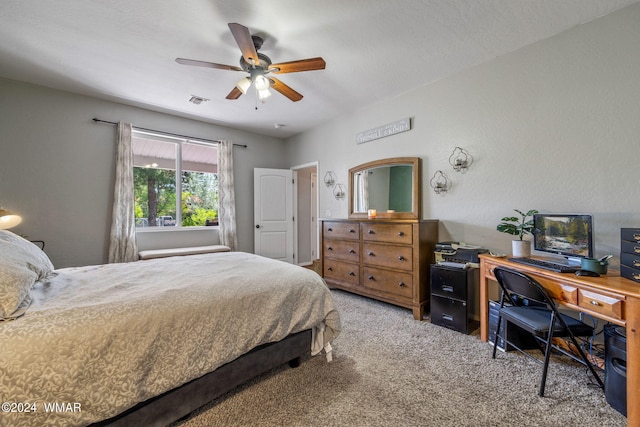 274 Mountain View Dr, Lakeside, AZ 85929 - bedroom with carpet floors, an office area, and a ceiling fan