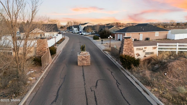 view of street featuring a residential view