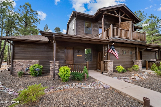 451 S Spirea Ln, Show Low, AZ 85901 - chalet / cabin with a balcony and a porch