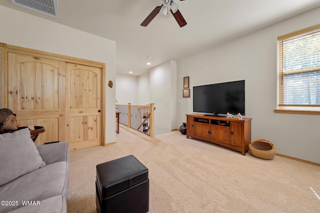 451 S Spirea Ln, Show Low, AZ 85901 - living area with carpet floors, ceiling fan, recessed lighting, and baseboards